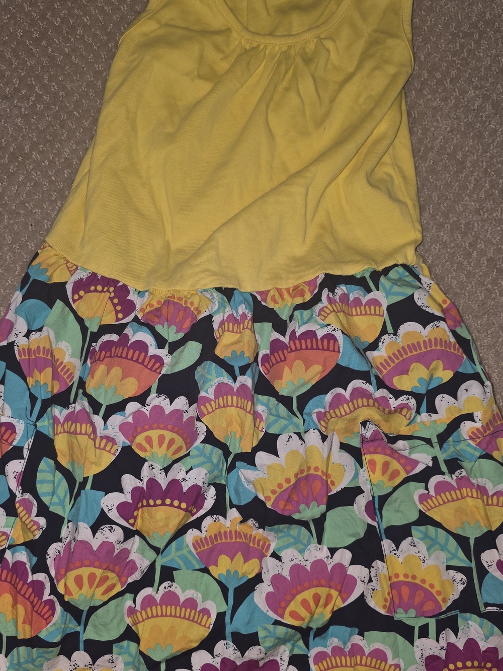 Hanna Andersson Yellow Tank Dress with Colorful Floral Skirt